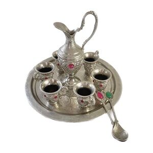 ARSAL ZemZem Made in Turkey Silver Color ZamZam Tea Set Pitcher Carafe 6 Cup